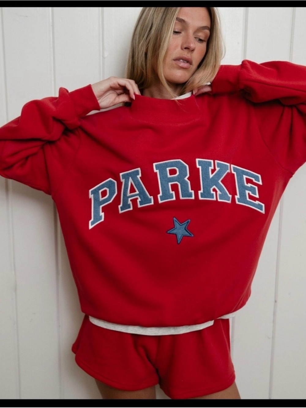 Parke Vintage Star Varsity Mockneck Sweatshirt Sail S/M